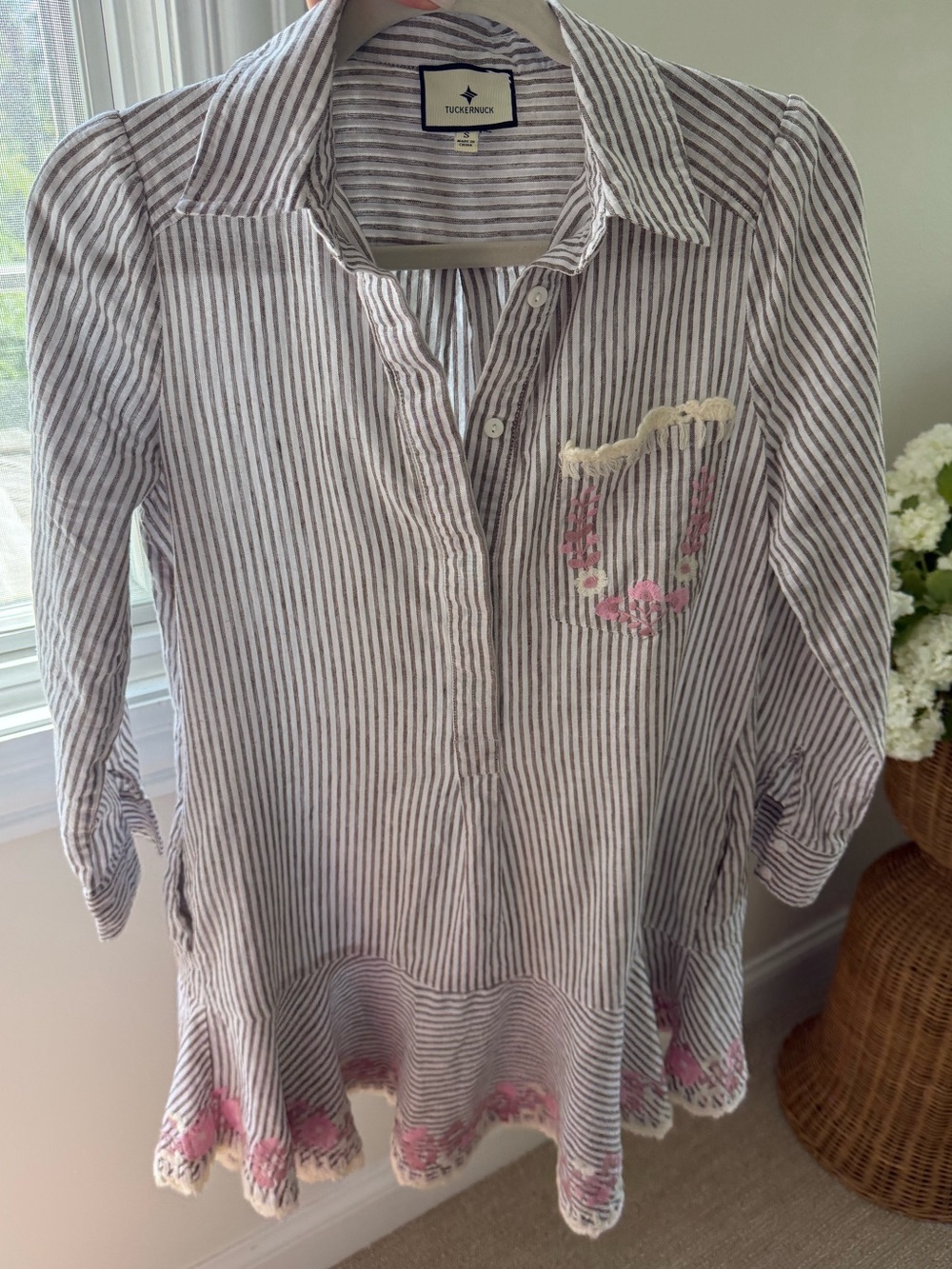Tuckernuck Callahan stripe embroidered floral dress